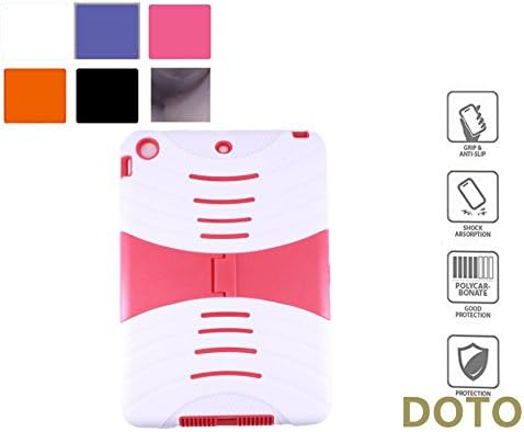 iPad Mini case,iPad Mini 2 Case,iPad Mini 3 Case,[HEAVY DUTY] Shock-Absorption Rainproof Dust-proof Kid Proof Ruge Silicone+Plastic Dual Protective Cover with Kickstand for iPad mini 1/2/3 (WhiteRed)