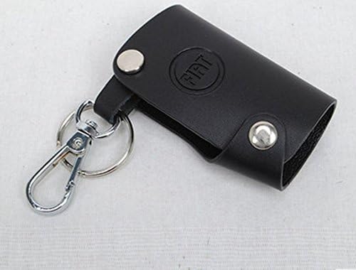 Moonet DODGE Leather key fob holder case chain cover For DODGE Key Holder Black Leather Rotatable 1pcs Fiat black