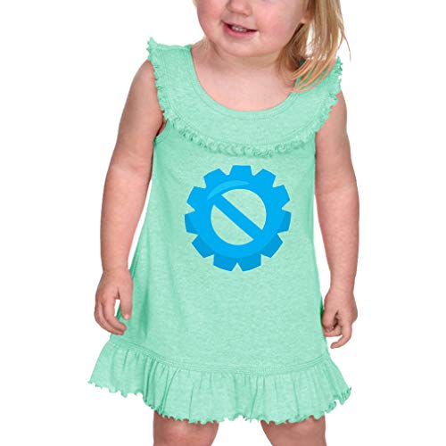 Cute Rascals Screw Nut Blue Taped Neck Cotton/Polyester Infant Girl Ruffle Tank Dress - Ice Green, 12 Months
