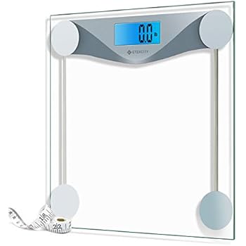 Etekcity Digital Body Weight Bathroom Scale with Body Tape Measure, 8mm Tempered Glass, 400 Pounds