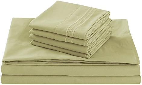 Twin Size Bed Sheet Set, Sage, 100% Soft Brushed Microfiber, 1800 Series Luxury Platinum Collection, Deep pocket, Hypoallergenic, Wrinkle Free, Breathable, 4 Piece Set, Fifth Avenue Home