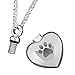 CharmSStory Heart Urn Necklaces Pet Dog Paw Print Cremation Necklace Memorial Pendant Ashes (Dog Paw Print 01)
