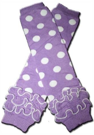 Precious Eggs Unisex-Baby Polkadots Ruffles Leg Warmer Purple &amp; White
