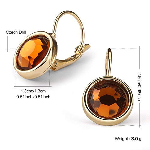 Leverback Dangle Earrings,UHIBROS Stainless Steel Cubic Zirconia Round Drop Earrings