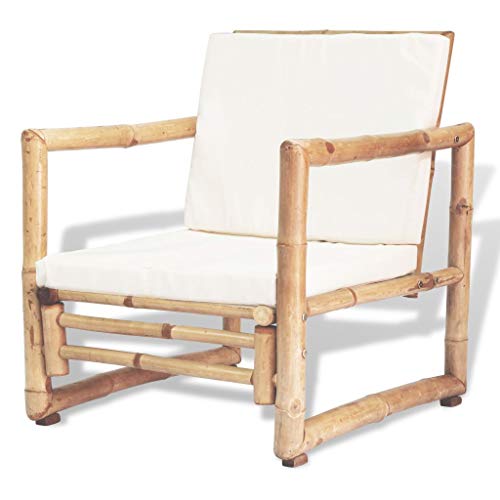 Tidyard Gartenmöbel Bambus Gartengarnitur Sitzgruppe Sessel Bank Tisch Sitzgarnitur Garten Set 3 Stühle 1 Tisch – Bild 4