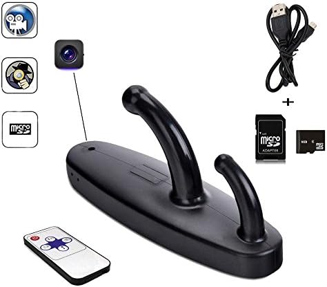 Espanolamor Black Spy Clothes Hook Camera HD 1280 x 960 Clothes Hanger HD Hidden Camera with Motion Detection Mini Spy DVR Pinhole Cam Webcam