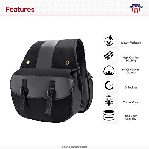 Nomad USA Quick-Easy Universal Fit Throw Over Motorcycle Canvas Biker Cargo Saddlebags (Khaki)