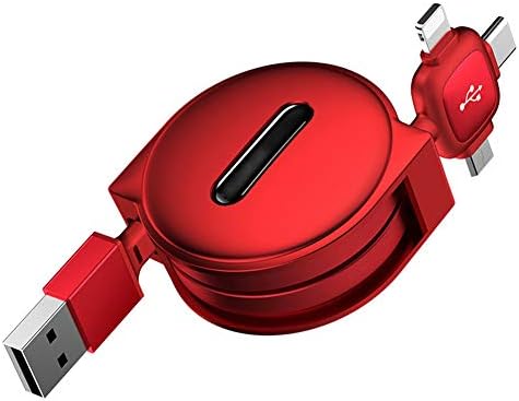 CACT CactusAngui 3-in-1 Charging Cable1.5m Telescopic Micro USB Type-C Data Sync for Android iOS Red