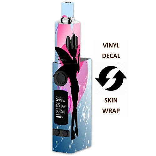 Decal Sticker Skin WRAP - Joyetech eVic VTC Mini - Cute Fairy Silhouette with Pink Hearts Kiss Design Print Image