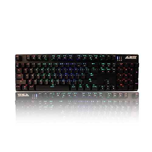 Ajazz AK52 RGB Mechanical Gaming Keyboard with Blue Switches, USB Wired Backlit 104 Classic Layout for Office Games and Daily Use