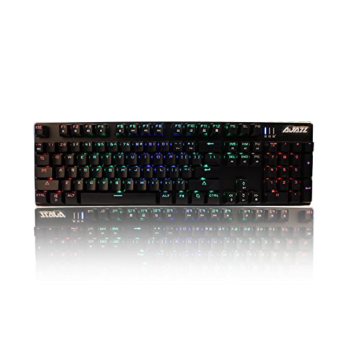 Ajazz RGB Mechanical Gaming Keyboard with Blue Swithch, AK52 USB Wired Backit 104 Classic Layout