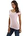 PattyBoutik Women Shadow Stripe Raglan Short Sleeve Knit Top (Pink Small)