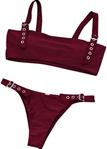 Sharemen Women's Two Piece Solid Split Swimsuit Bikini Swimsuit Beachwear
