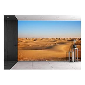 Vast Scene of Yellow Desert and Blue Sky - Removable Wall Mural | Self-Adhesive Large Wallpaper - 66x96 inches