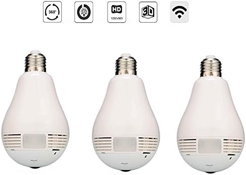 SRYL (PACK3) Wireless Panoramic Bulb 360° IP Camera,1.3MP, Fisheye Vision, Remoting Monitoring Home Security Camera LED Bulb Light, Model:D1005WY