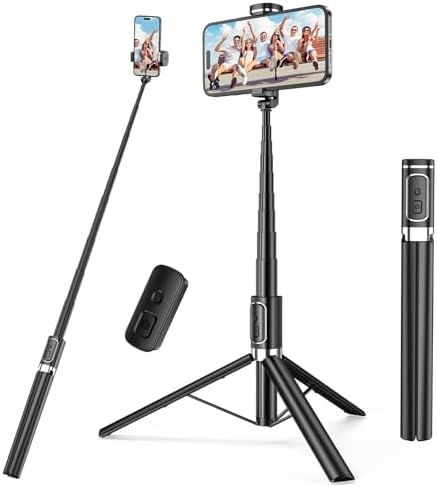 Selfie Stick,67 inch/1.7 Meter Selfie Stick Tripod,Gifts for Women Men,Portable Cell Phone Tripod Stand with Wireless Remote Shutter Compatible with iPhone 16e/16/15/14/13, Samsung Series(Black)