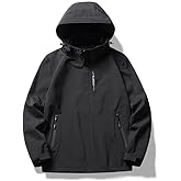 congluoki Men's Waterproof Windbreaker with Removable Hood Lightweight Rain Coats for Casual Hiking Cycling