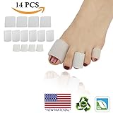 Gel Toe Caps Toe Protectors Open Toe Sleeves Tubes (14PCS) *New Material* for Blisters, Corns, Hammer Toes, Toenails Loss, Friction Pain Relief and More.(4 Big + 6 Middle + 4 Small)