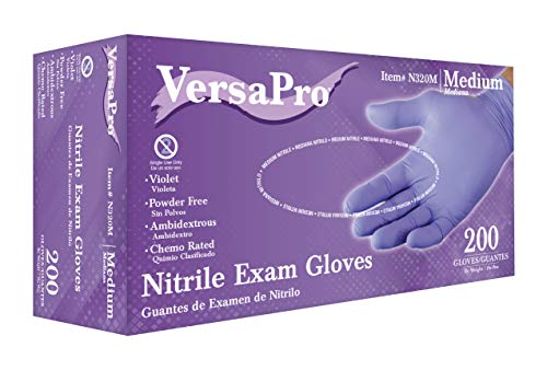 Nitrile Exam Gloves - Medical Grade, Powder Free, Latex Rubber Free, Disposable, Non Sterile, Food Safe, Indigo color,Â 200 Count, Size Medium