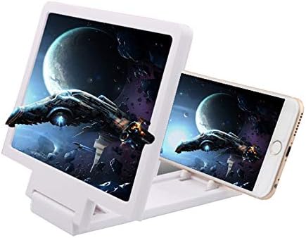 Iusun Screen Magnifier 3D HD Stereoscopic Phone Screen Enlarger Cellphone Movies Video Amplifier with Foldable Holder Stand 8.2 Inch Desktop Wood Bracket for All Smartphone