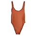 Dixperfect Women's Retro 80s/90s Inspired High Cut Low Back One Piece Swimwear Bathing Suits (Medium, Dark Orange)