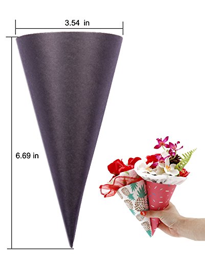 Self-adhesive Flower Packaging Paper Bouquet wrapper Candy Food Paper Cones from Ocharzy (Brown, 20 pcs)