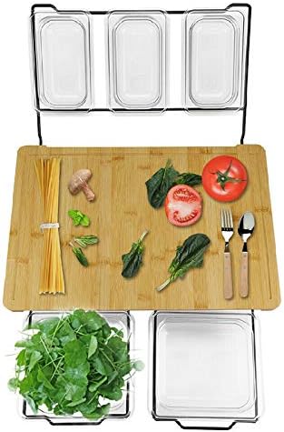 GrayGraygood Organic Bamboo Chopping Board, Multifunction Bamboo Cutting Board Kitchen Tool with Detachable Storage Box Guaranteed
