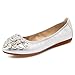 Meeshine Womens Foldable Soft Pointed Toe Ballet Flats Rhinestone Comfort Slip on Flat Shoes