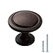 LIZAVO 10 Pack Oil Rubbed Bronze Kitchen Cabinet Knobs Modern Solid Metal Cabinet Hardware for Drawer Dresser 1-1/4 inch Round Drawer Handles Pulls
