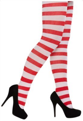 TIGHTS ADULT STRIPY RED/WHITE