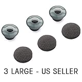 3 LARGE Plantronics Voyager Pro Hd Headset Ear Tip Bud Gel Eartips Eargels - 3 Large + 3 Foams