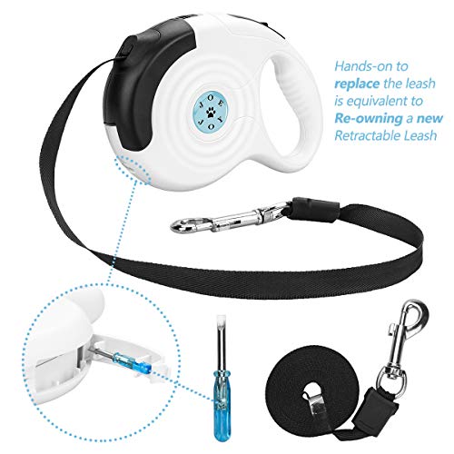 JOEJOY Retractable Dog Leash, 360Â° Tangle-Free, Anti-Slip Handle, Heavy Duty, Strong & Durable Pet Running Leash-16ft for Medium Large Big Dogs up to 110lbs, One-Handed Brake, Pause