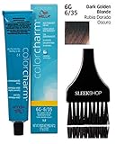 Wella COLOR CHARM DEMI-PERMANENT Haircolor Dye, No Ammonia Cream (w/Sleek Tint Brush) 1:2 Mix Ratio Hair Color Creme (6G-3/5 Dark Gold Blonde)