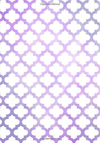 Watercolor Lavender and White Quatrefoil Pattern Notebook: Lined / Ruled Note book with Moroccan Trellis Stencil Design Cover (Cute Notebooks and Journals for Teen Girls and Young Women)