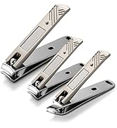 BEZOX Nail Clipper Set with Built in Nail File – 3 Piece Set of 2 Curved Blades and 1 Slant Cutti...