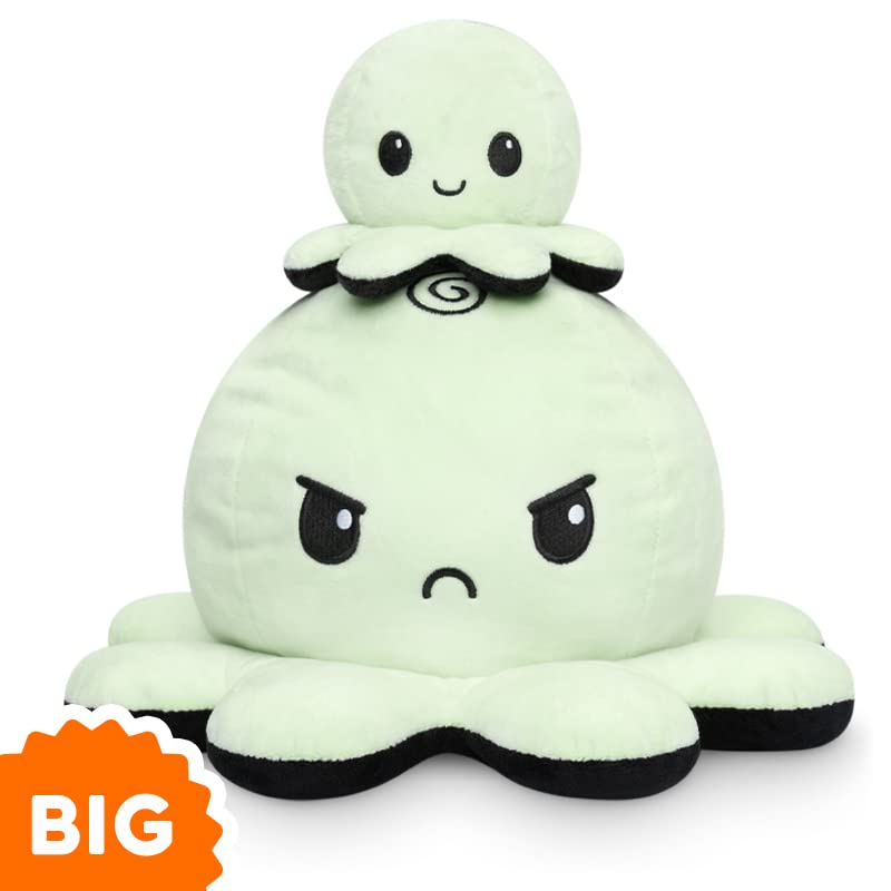 TeeTurtle - Original Reversible Big Octopus Plushie - Glow in the Dark - Huggable and Soft Sensory Fidget Toy Stuffed Animals That Show Your Mood - Gift for Kids and Adults!