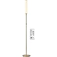 O’Bright LED Cylinder Floor Lamp with Remote Control, Full Range Dimming, Adjustable Color Temperature 3000K-6000K, Minimalist Standing Lamps for Living Room, Bedrooms and Office, Antique Brass