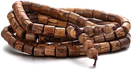 Koala Club MASTER Men's Women's Wrap Bracelet Natural Chicken Wing Wood 108 Buddha Beads 6mm