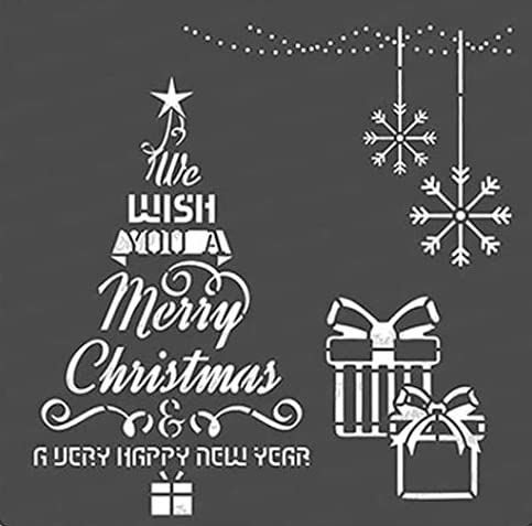 CrafTreat Reusable Merry Christmas Tree Stencils for Painting on Wood, Canvas, Paper, Fabric, Floor, Wall and Tile - Christmas Tree Wish - 6x6 Inch - DIY Art and Craft Stencils for Christmas
