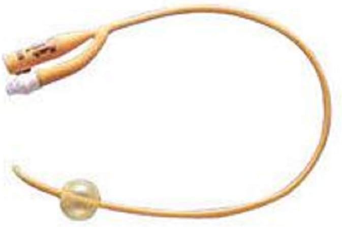 pureGold 2-Way Latex Foley Catheter 16 FR 16" L, 30 cc, Yellow Color, Coude/Tiemann Tip - 1 Each