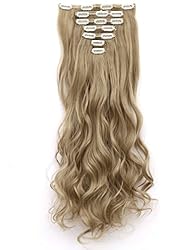 LELINTA 7Pcs 16 Clips 24 Inch Wavy Curly Full Head