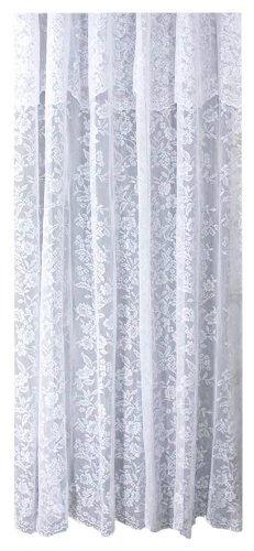 Ricardo Romance Lace White Lace Fabric Shower Curtain With An Attached Valance, 70 X 72 Long