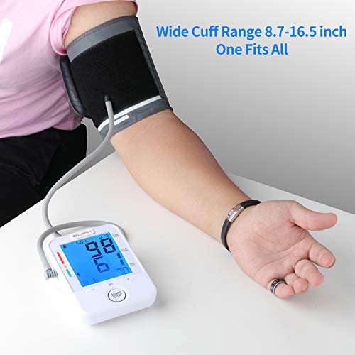 Upper Arm Blood Pressure Monitor Automatic BP Machine FDA Approved with Large Cuff and Large Backlit LCD Display for 2 Users 180 Readings