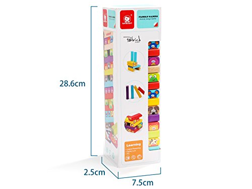 TOP BRIGHT Color Wooden Blocks Animal Stacking Game for Kids 51 pieces