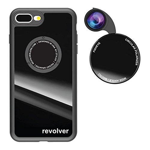 Ztylus Gloss Black Revolver M Series Camera Kit: 4 in 1 Lens with Case for iPhone 7 Plus / 8 Plus â€“ Fisheye Lens, Wide Angle Lens, Macro Lens, CPL (iPhone 7 Plus/ 8 Plus + 4 in 1 Lens)