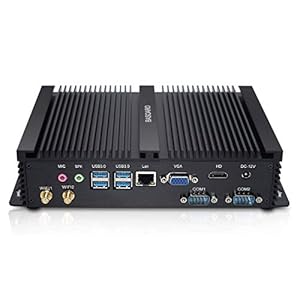 BASOARO Fanless Mini Industrial PC, Desktop Computer, Core i5 7200U, 8G RAM 256G SSD, 2 RS232 COM, 4 USB3.0 3 USB2.0, HD…
