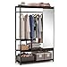 Tribesigns Free -Standing Closet Organizer with Full Length Mirror, Heavy Duty Clothes Rack with Storage and Hanging Rod, Protable Closet shelves Garment Rack for Bedroom, Hold 250 lb (espresso)