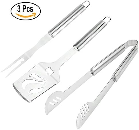 Grill Tools Set - 3-Piece BBQ Tools - Premium Stainless Steel Perfect Outdoor Barbecue Grill Utensils Set with Box, Gifts for Men Husband Dad Grandpa