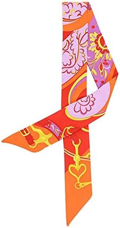 Xiang Ru Women Silk Neckerchief Tie Bag Handle Twilly Hair Accessory Hairband Orange