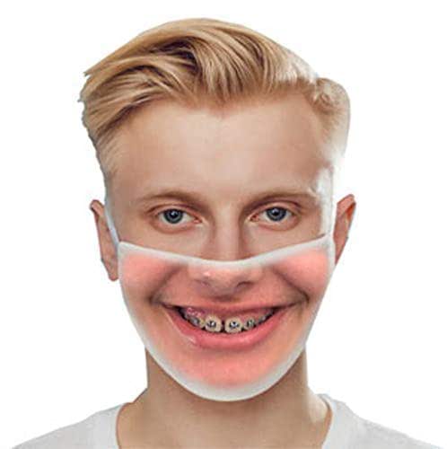 Amazon Com Funny Face Mask For Adults Men Unisex Breathable Reusable Mouth Cover Washable Cosplay Fashion Novelty Smile Braces Orthodontic Made In The Usa Copyright Protected Handmade